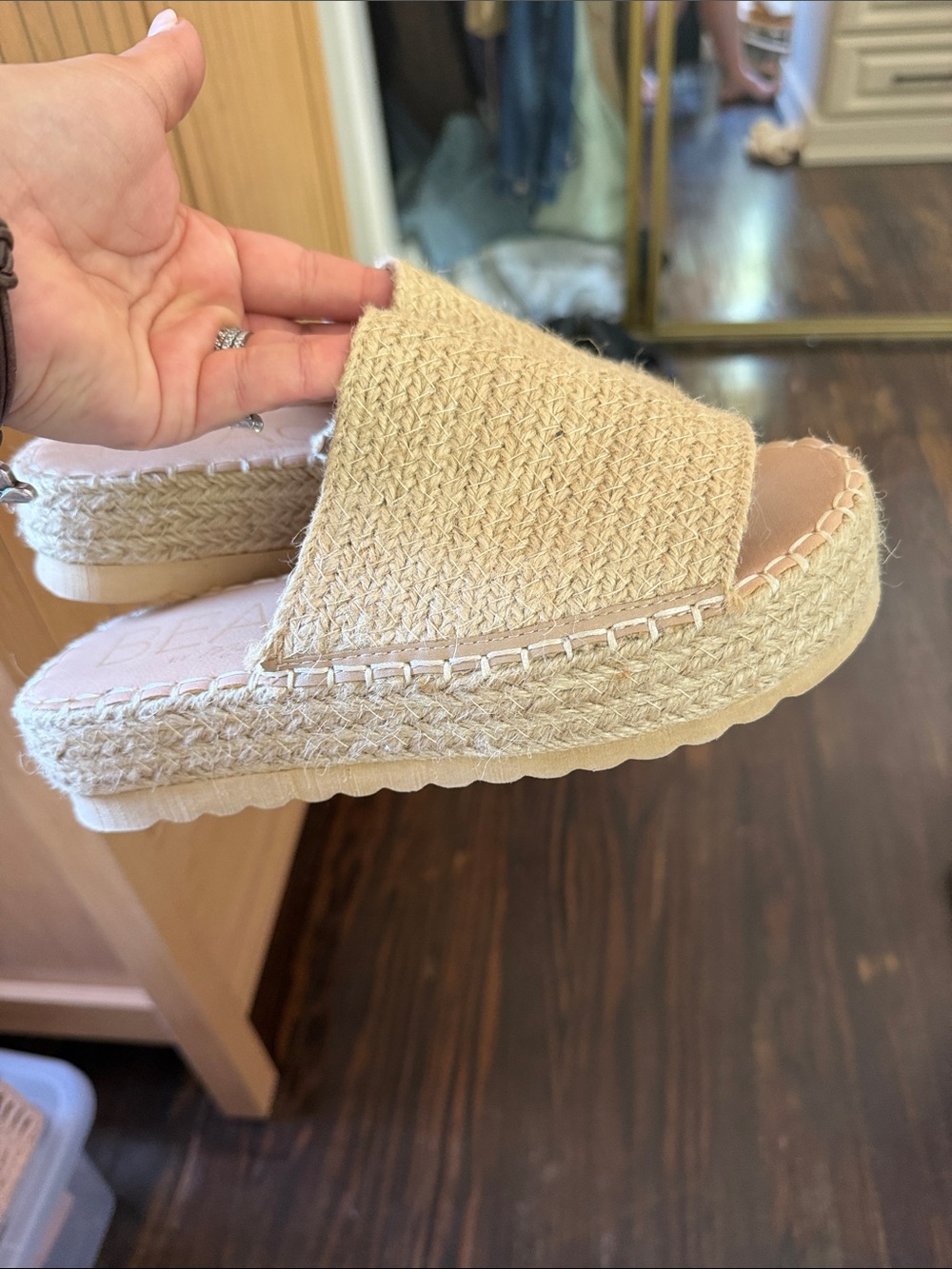 Braided Platform Espadrille Slide — Natural